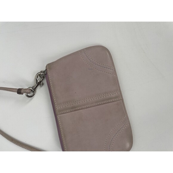 COACH Blush Light Pink Leather Skinny Zipper Wristlet Wallet Logo Tag - Picture 6 of 11